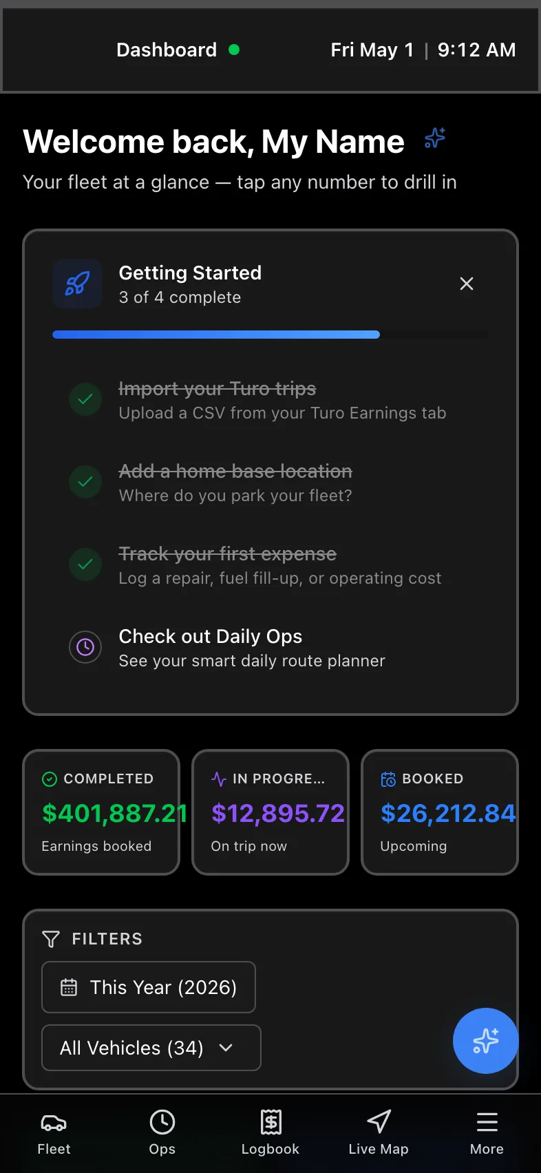Dashboard on mobile